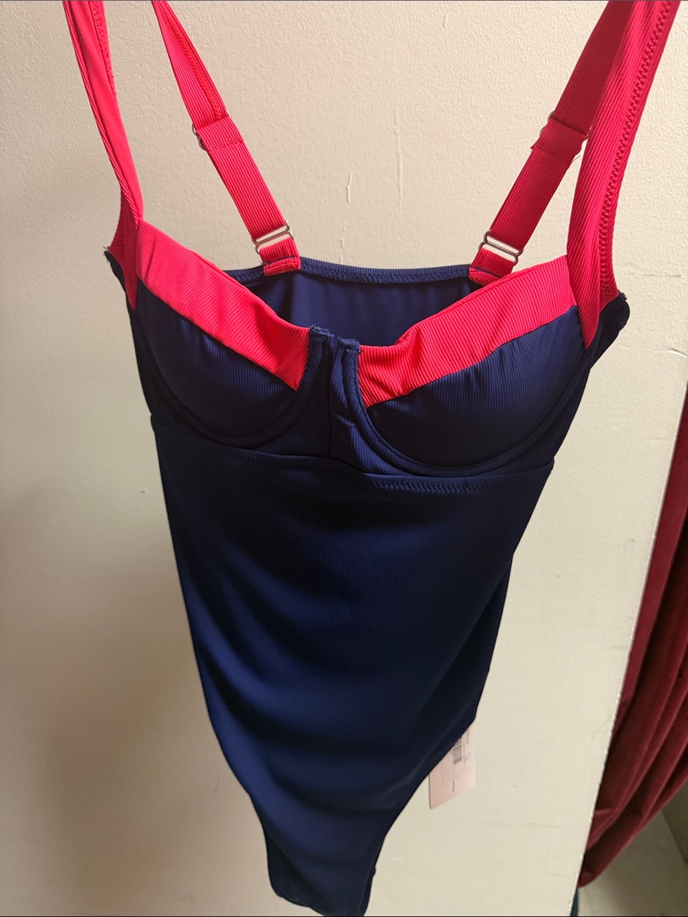 New Size Small Navy and Red One- Piece Bathing Suit